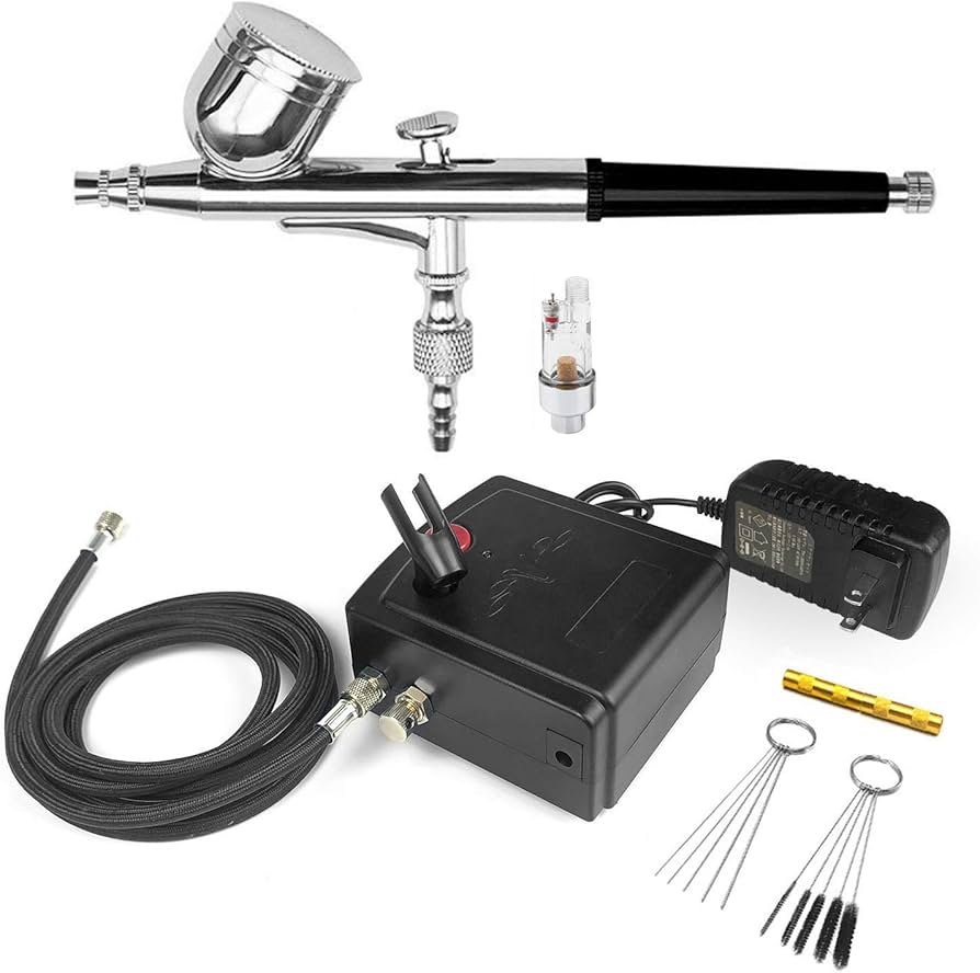 Amazon.co.jp: ダブルアクションエアブラシ ミニコンプレッサー セット