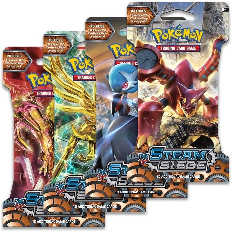 Amazon.com: Pokemon Trading Card Game, 4 Pack Steam Siege Booster
