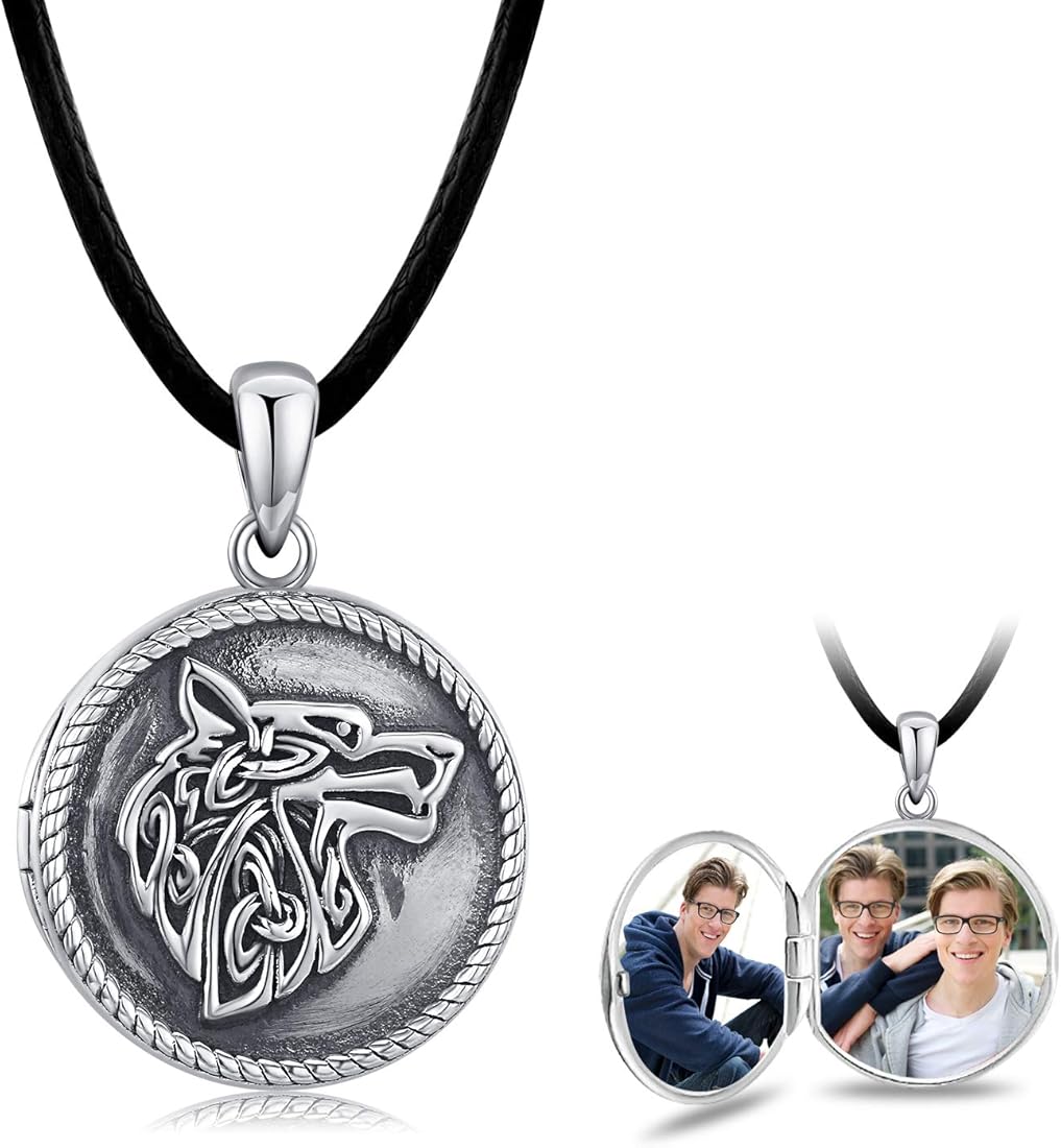 Buy CHENGHONG Wolf Locket Necklace 925 Sterling Silver Locket