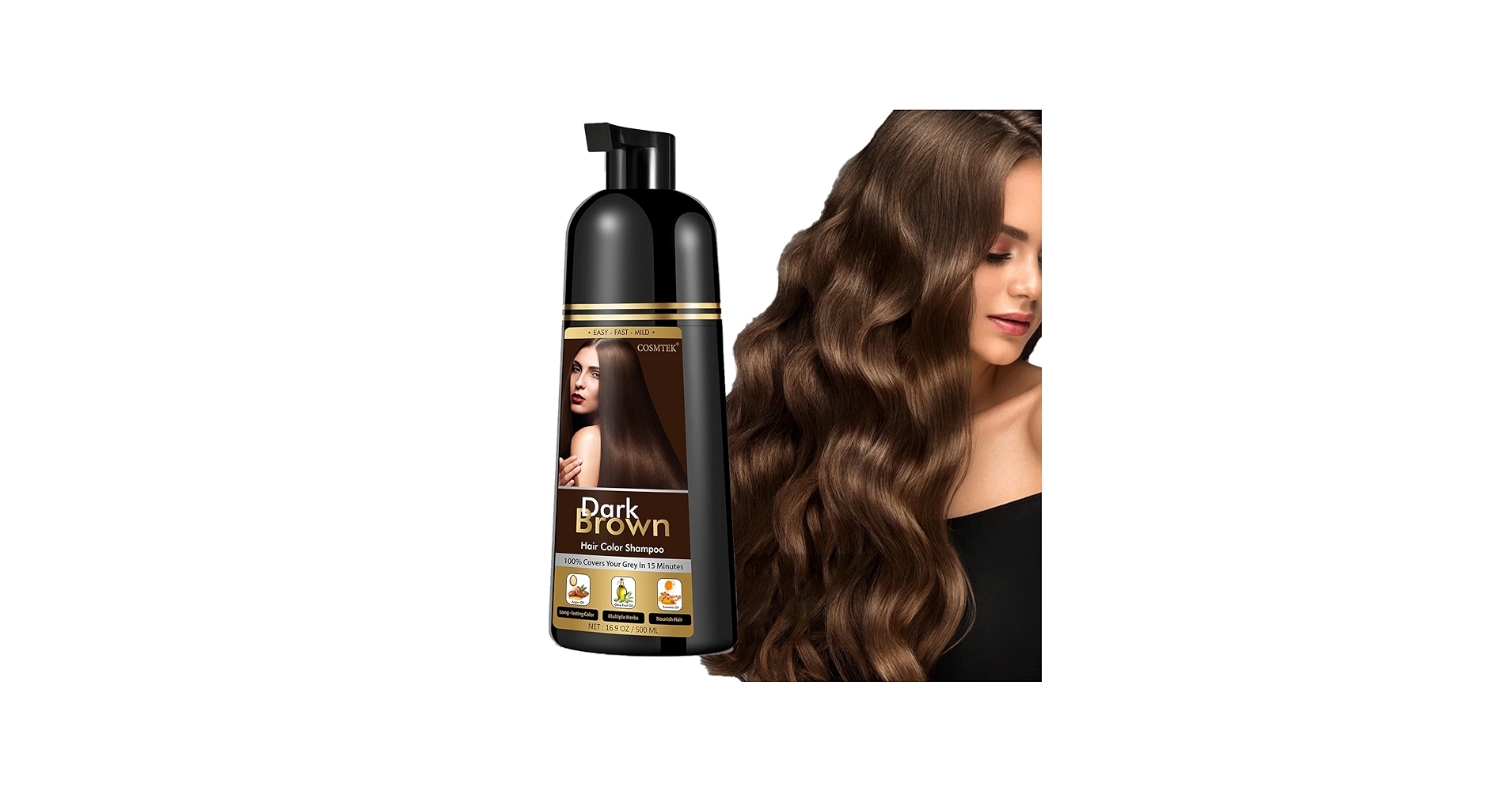 Amazon.com : COSMTEK Dark Brown Hair Dye Shampoo for Gray Hair