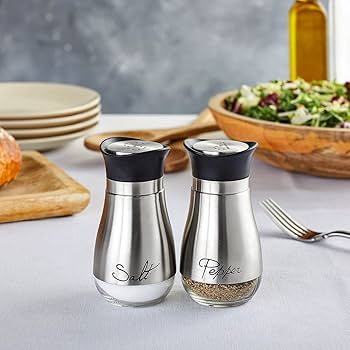 Amazon.com: Stainless Steel Salt and Pepper Shaker Set with Glass