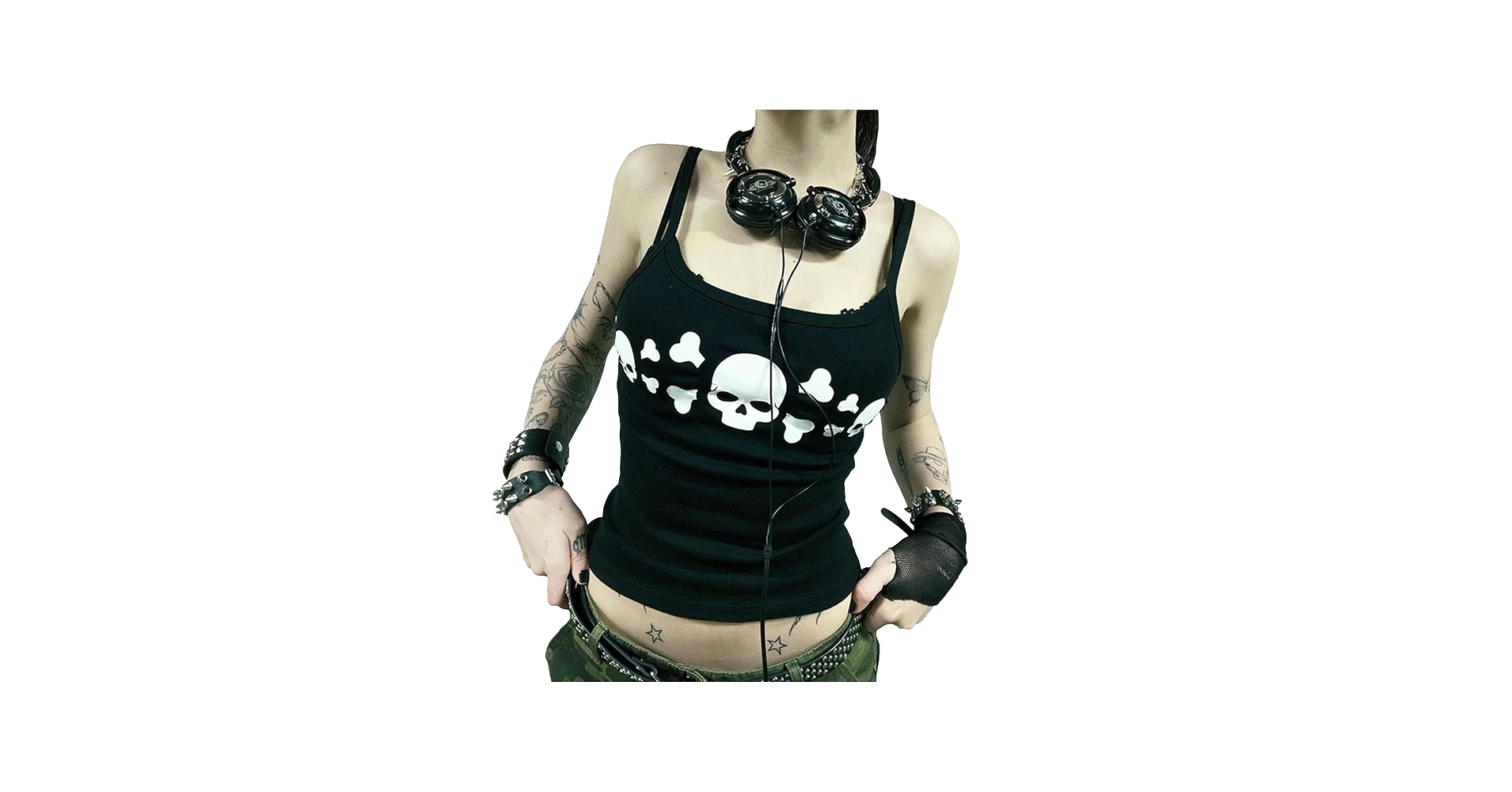 SOLILOQUY Women E Girl Gothic Camisole Y2k Grunge Crop Top Retro