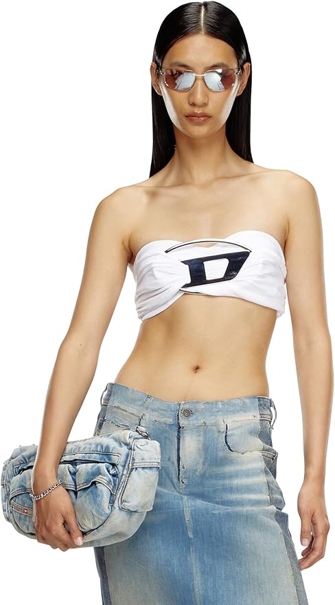 DIESEL チューブトップ Women's Tube top with logo plaque | Black