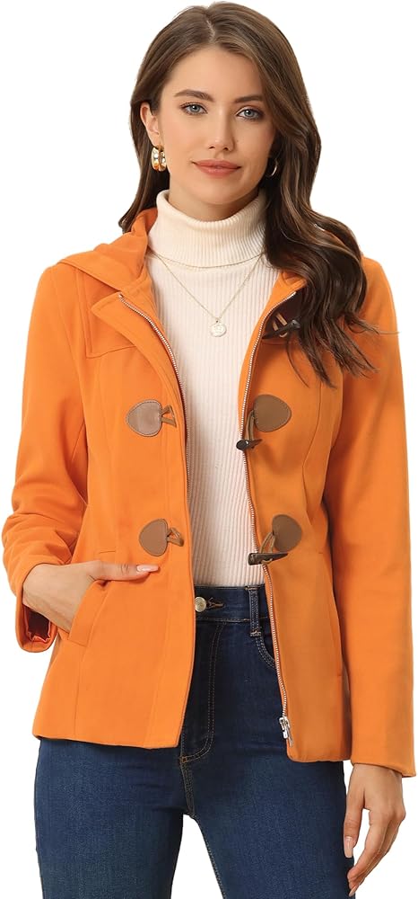 Amazon | [Allegra K] ダッフルコート ショート ピーコート トグル