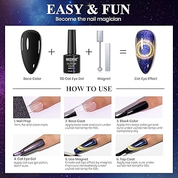 Amazon.com : MIZHSE 9D Cat Eye Gel Nail Polish Set, Magnetic Gel