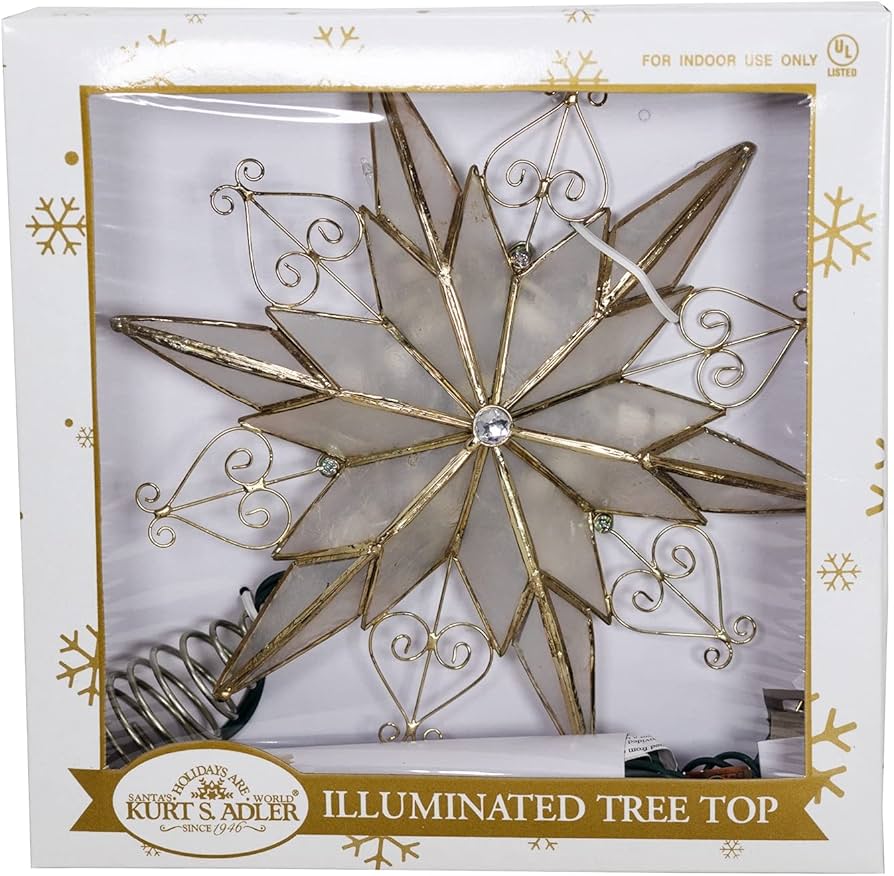 Amazon.com: Kurt Adler 10-Light 6-Point Capiz Star Treetop with