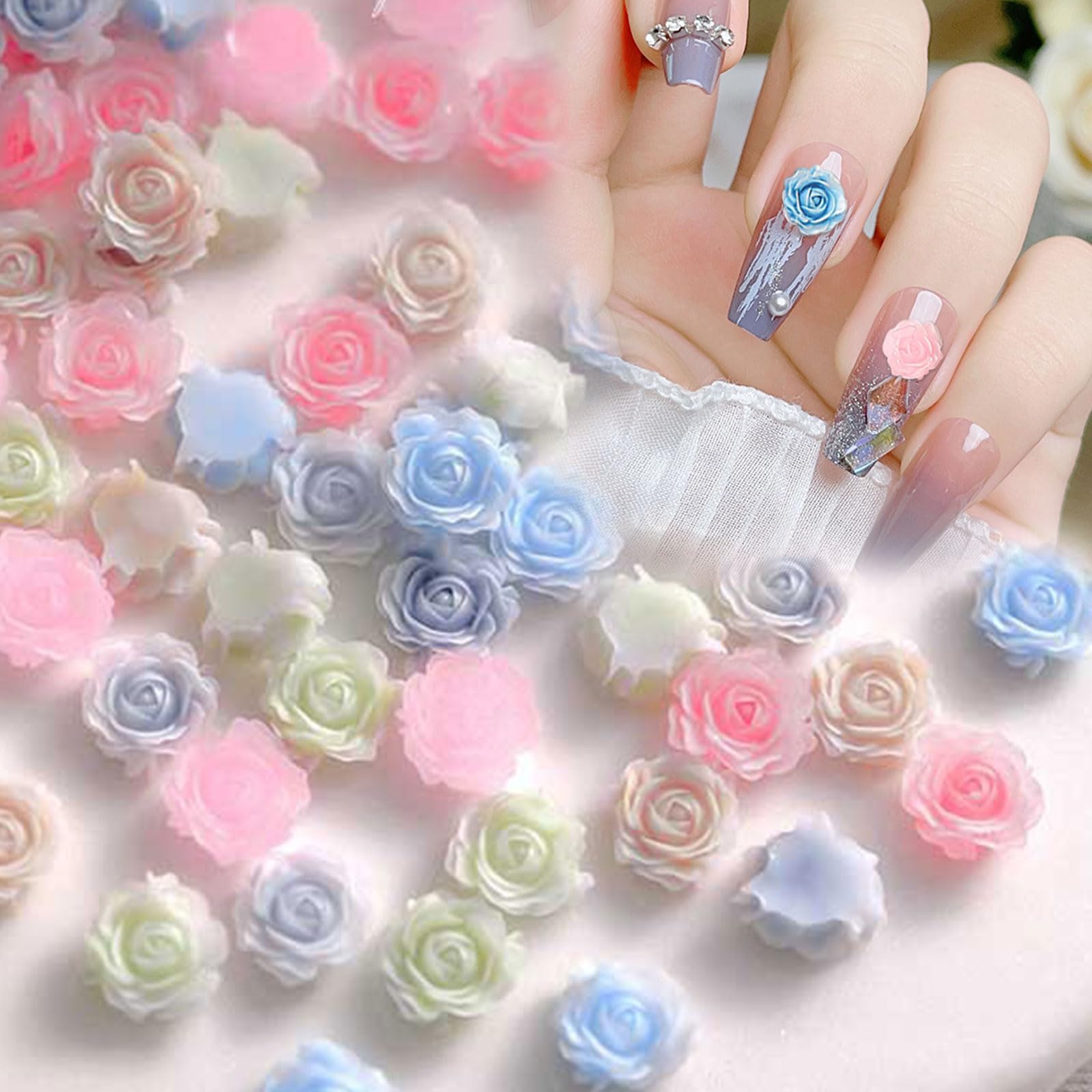 Amazon | ネイルパーツ ローズ 200個セット バラ 花 3D 立体 薔薇
