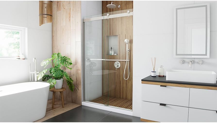 DreamLine Sapphire 44-48 in. W x 76 in. H Semi-Frameless Bypass