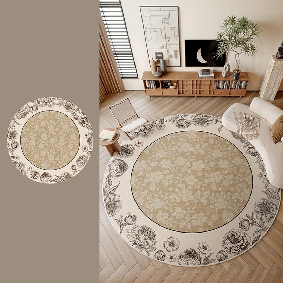 グレーのオーバーダイヴィンテージラグ 縁アリフラワー No.683 OVER