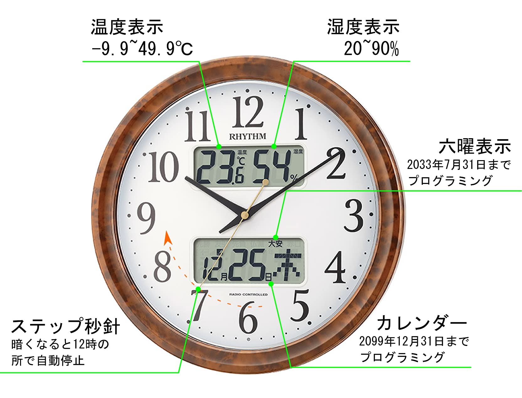 Amazon.co.jp: リズム(RHYTHM) 掛け時計 電波時計 アナログ ピュア