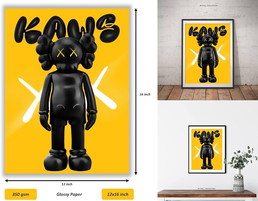 Amazon.com: Aesthetic Kaws Yellow Poster – (12x16 Inch) Unframed