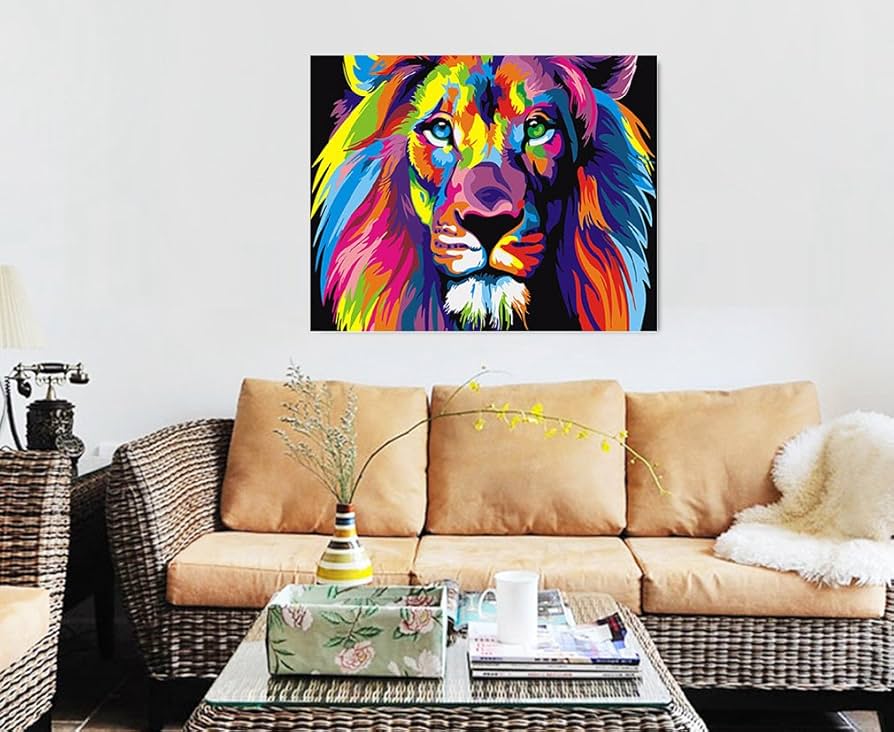 Amazon.co.jp: Canorna 油絵 【ライオン】動物 カラフルな動物 数字