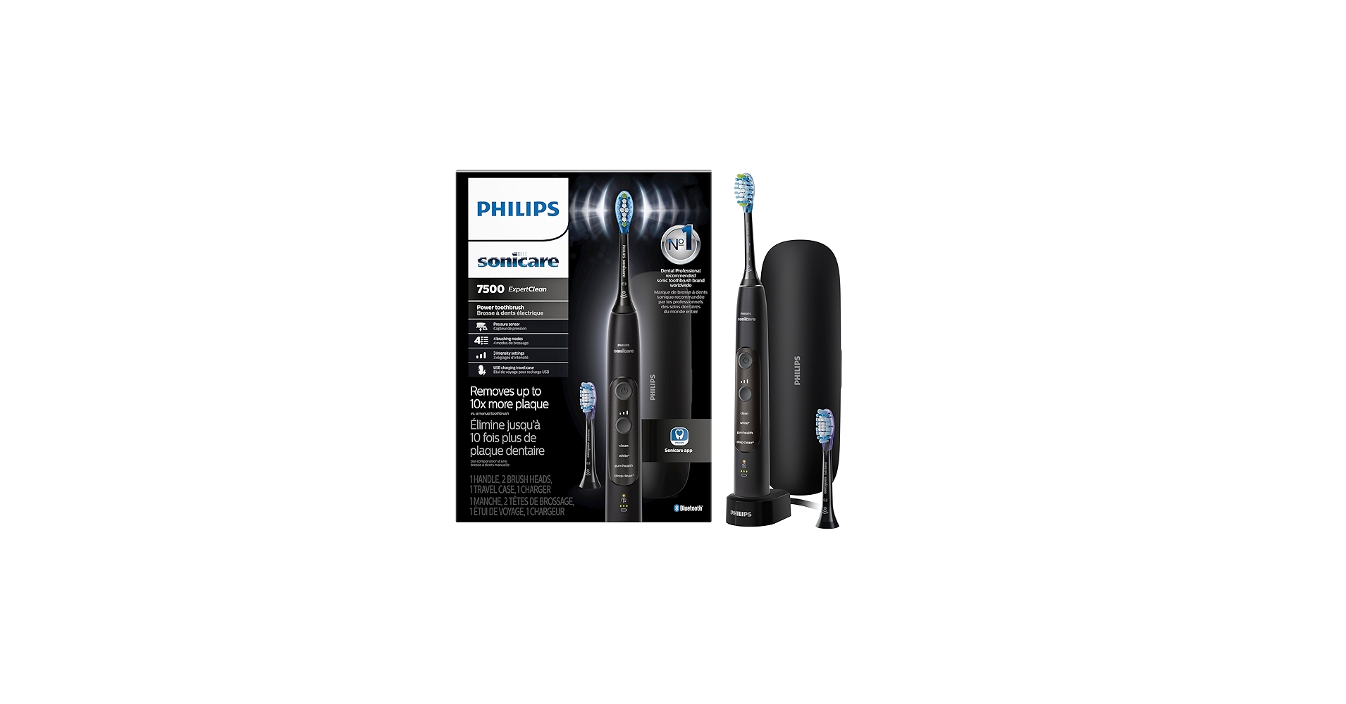 Amazon.com: Philips Sonicare ExpertClean 7500 Black, Rechargeable
