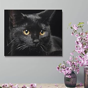 Amazon.co.jp: アートパネル ポスター 絵画 黒猫 ねこ 猫柄 モダン