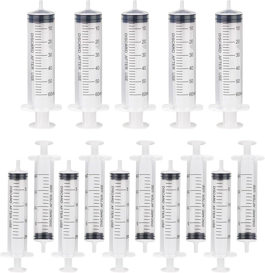 Amazon.co.jp: 20ml60mlシリンジ 15本セット 目盛り付き無針注射器