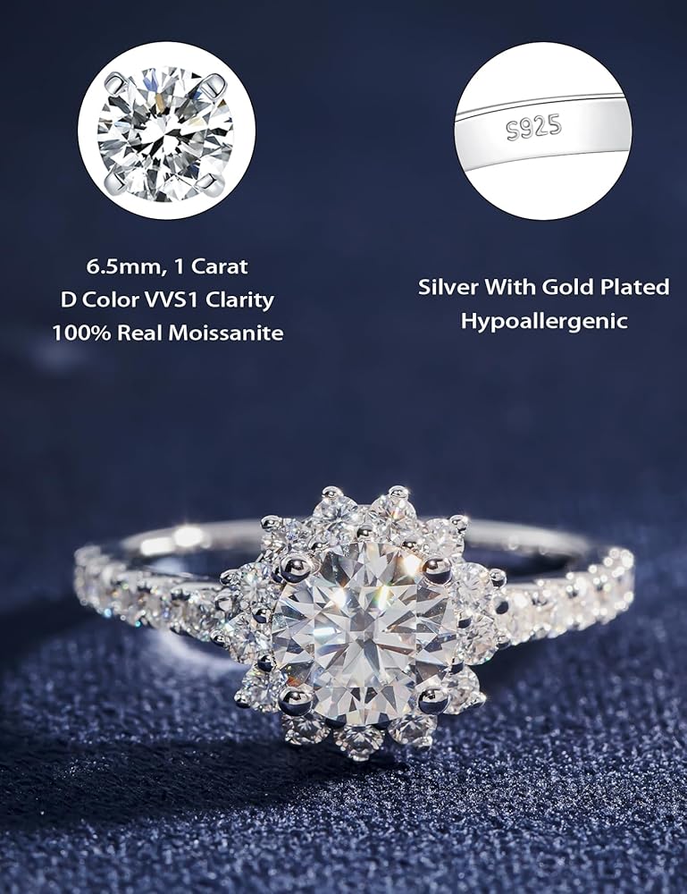 Amazon | IMOLOVE ソリティア 婚約指輪 女性用 ヘイローリング