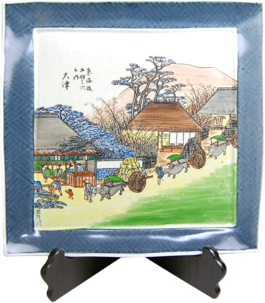 Amazon.co.jp: 飾り皿 絵皿 大皿 有田焼 スタンド 陶器 円左エ門