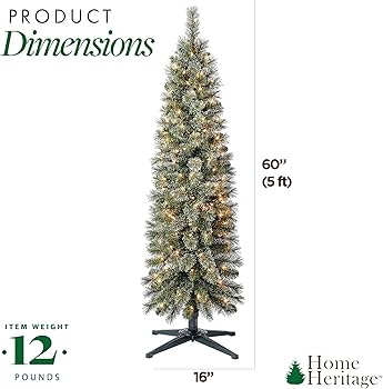 Amazon.com: Home Heritage 5ft Stanley Slim Pre-Lit Pencil