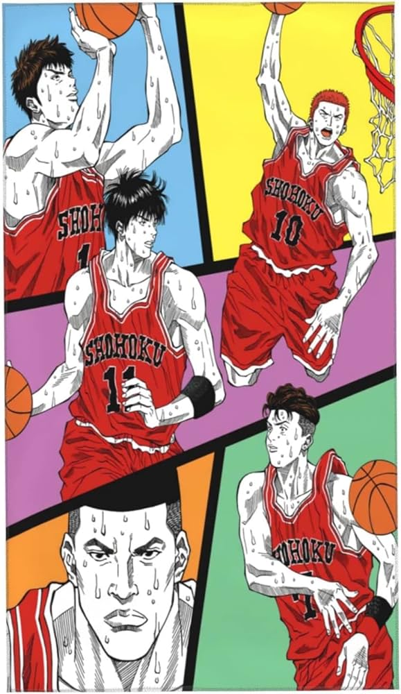 Amazon｜Slam Dunk スラムダンクの背景フェイスタオル 柔らか肌触り
