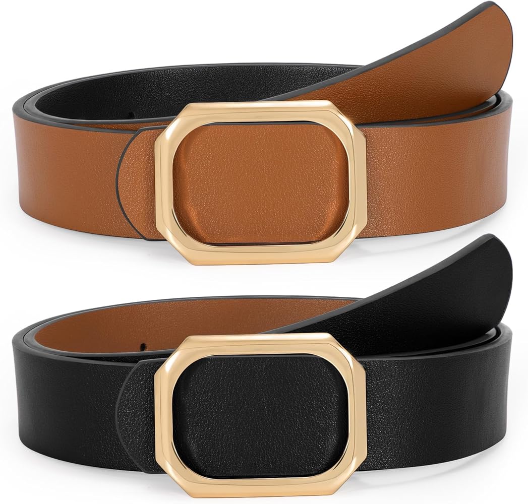 SUOSDEY Women Reversible Leather Belt for Jeans Pants Dresses