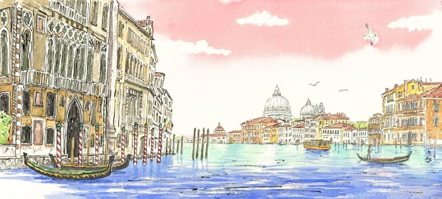 Amazon | ベニス 風景画 絵画 イタリア 水彩画 内藤謙一 「ベネチア・2