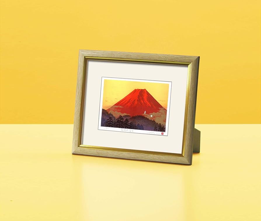 Amazon.co.jp: 吉岡浩太郎 シルク版画額 インチ 飛鶴赤富士 44876