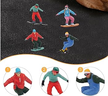 Amazon | Generic 4ピース 1:64 スノーボードフィギュア スキー