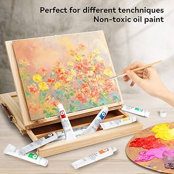 Amazon | LIGHTWISH 油絵の具 学習油絵セット 24色 x 12ml キャンバス