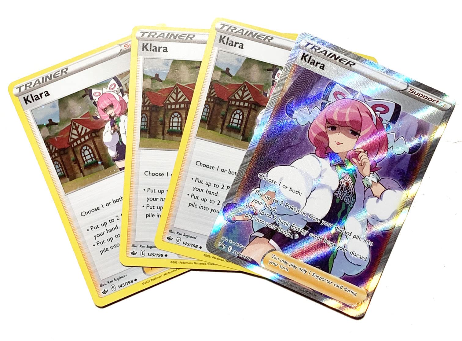 Amazon.com: Klara SWSH302 Full Art - Pokemon 4 Card Lot - Black
