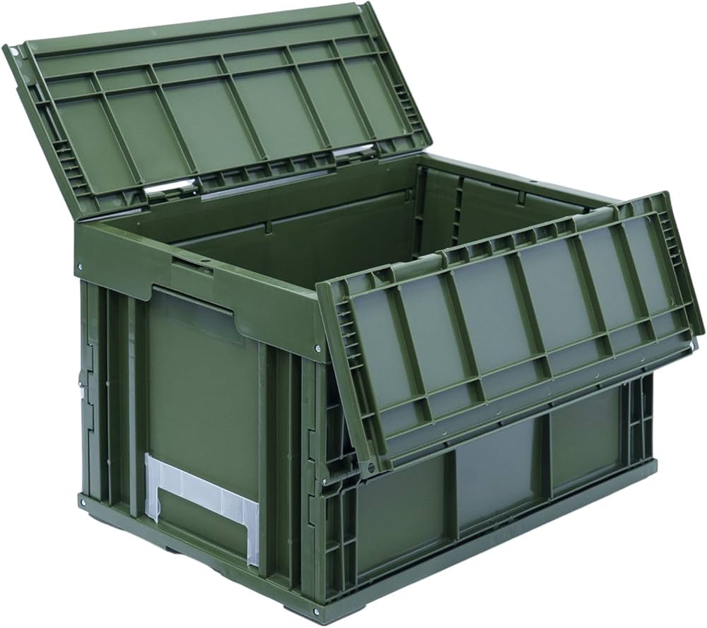 Amazon.co.jp: 松本産業 折りたたみコンテナ 50L (カーキ)(F50G) フタ