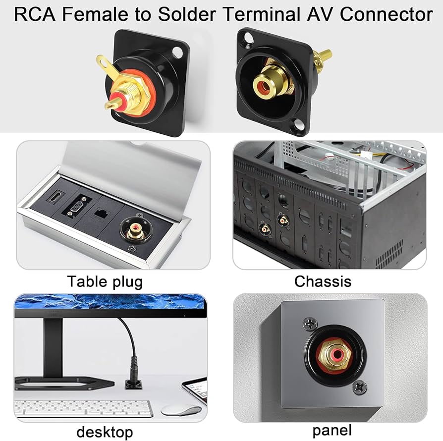 Amazon | QIANRENON 金メッキ RCAパネルマウントアダプター RCAメス