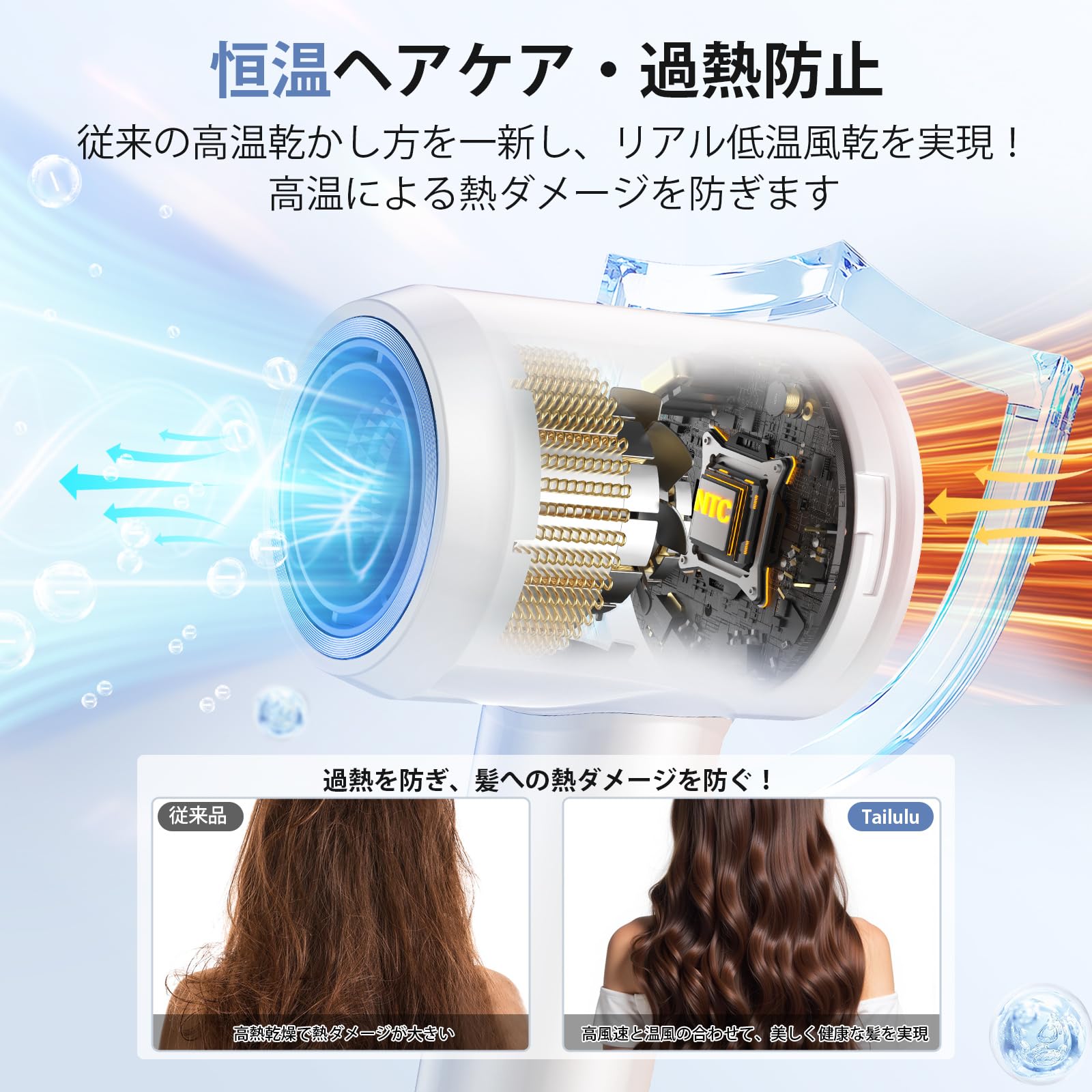 Amazon.co.jp: ドライヤー【革新版・20sで速乾!・8億イオン髪質改善