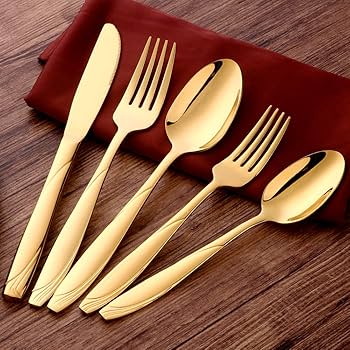 Amazon | Do Buy カトラリーセット 5本セット ゴールド 洋食器 18-8