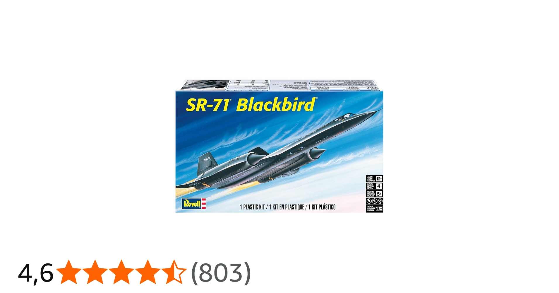 Revell 85-5810 SR-71 Blackbird Escala 1:72 66 peças Skill Level 4