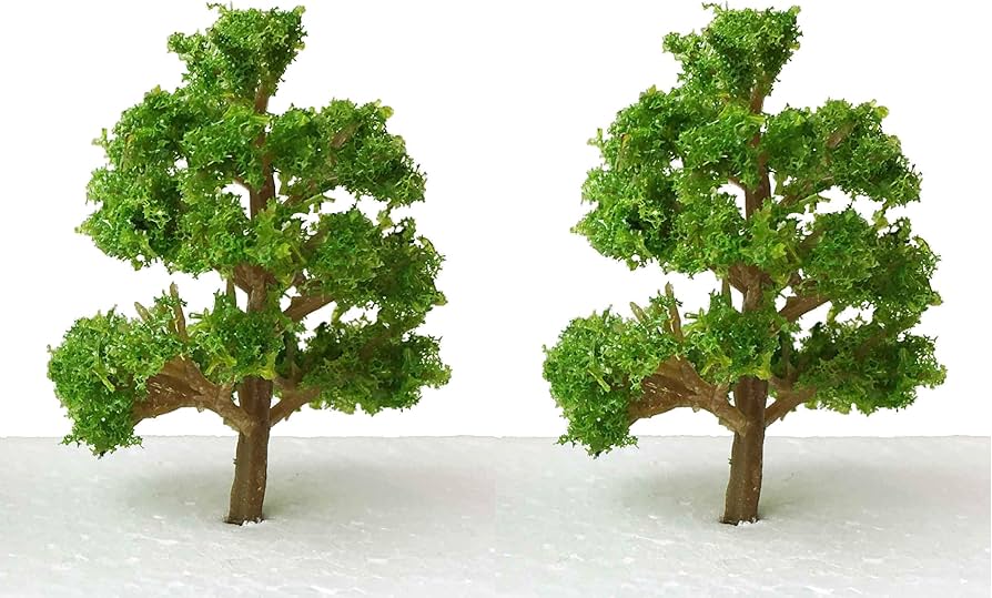 ジオラマ用完成樹木 ライト緑色 枯れ葉色 2個セット ジオラマ用完成