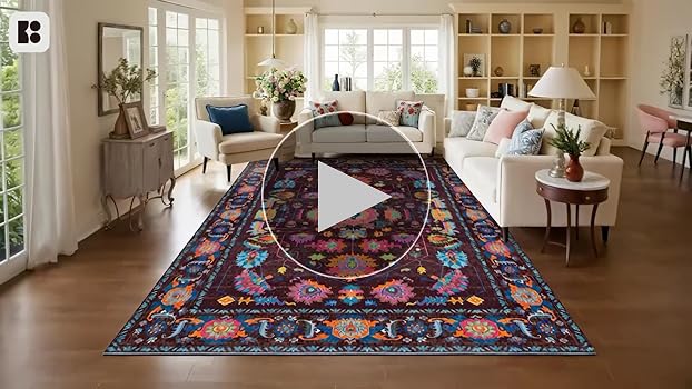 Amazon.com: Kokia 9x12 Area Rug, Burgundy/Fuchsia/Orange Soda