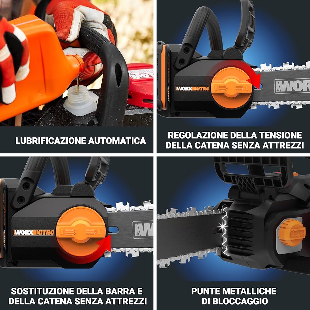 WORX Nitro WG350E motosega a batteria 20 V – potente sega per