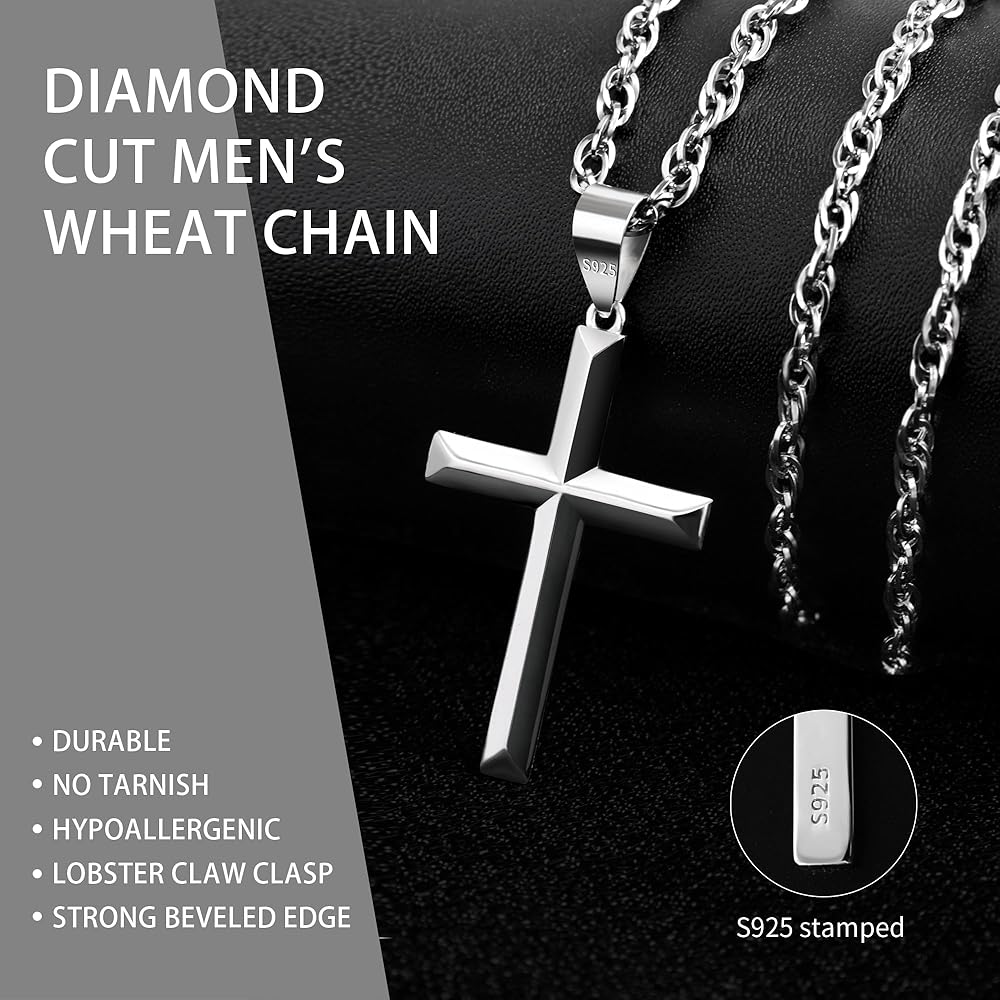 Amazon | Rasetil 925スターリングシルバー クロスネックレス 斜めの