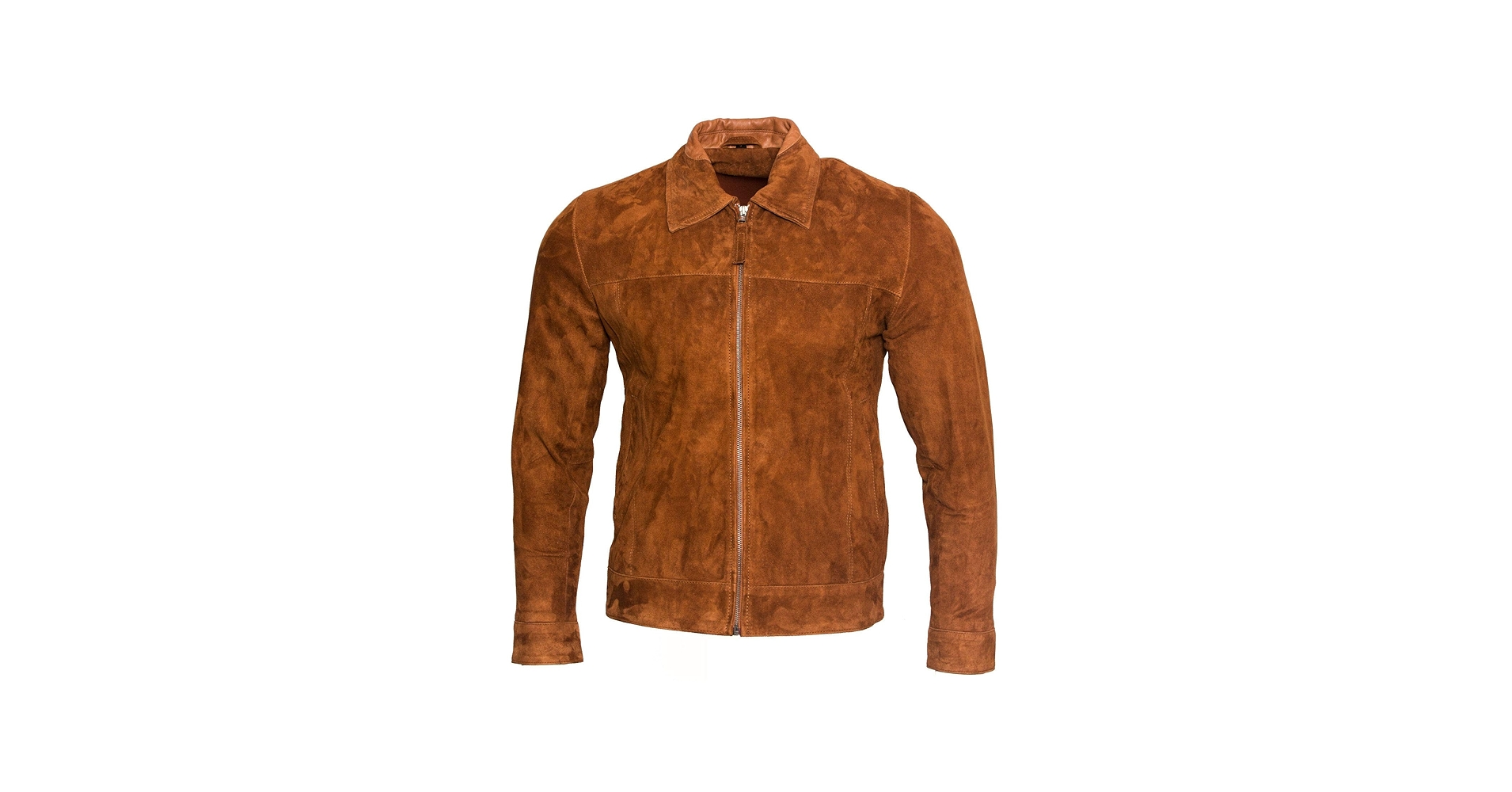 Men's Retro Brown 100% Goat Suede Leather rHarington Biker Jacket