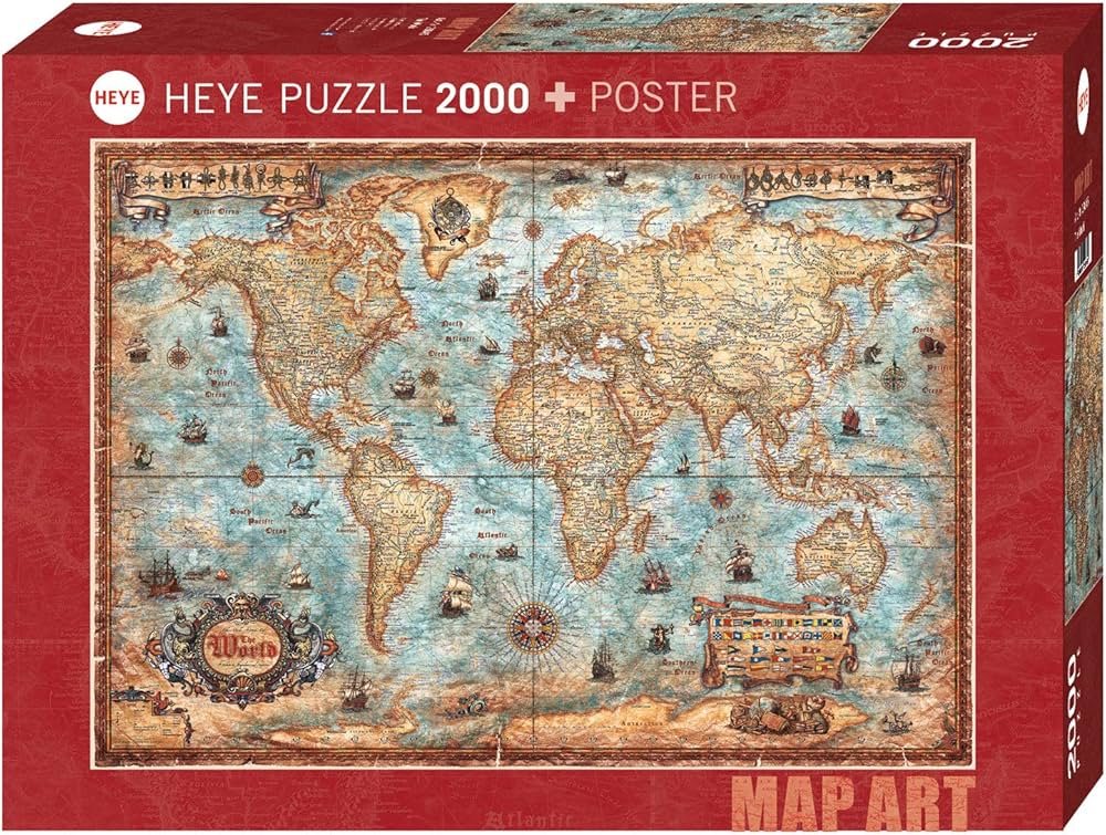 HEYE The World Standard 29845 2000 pezzi Map Art + poster marrone