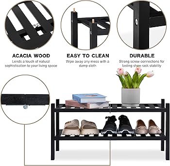 Amazon.com: VICTORY RELAX 2-Tier Acacia Wood Shoe Rack - Stackable