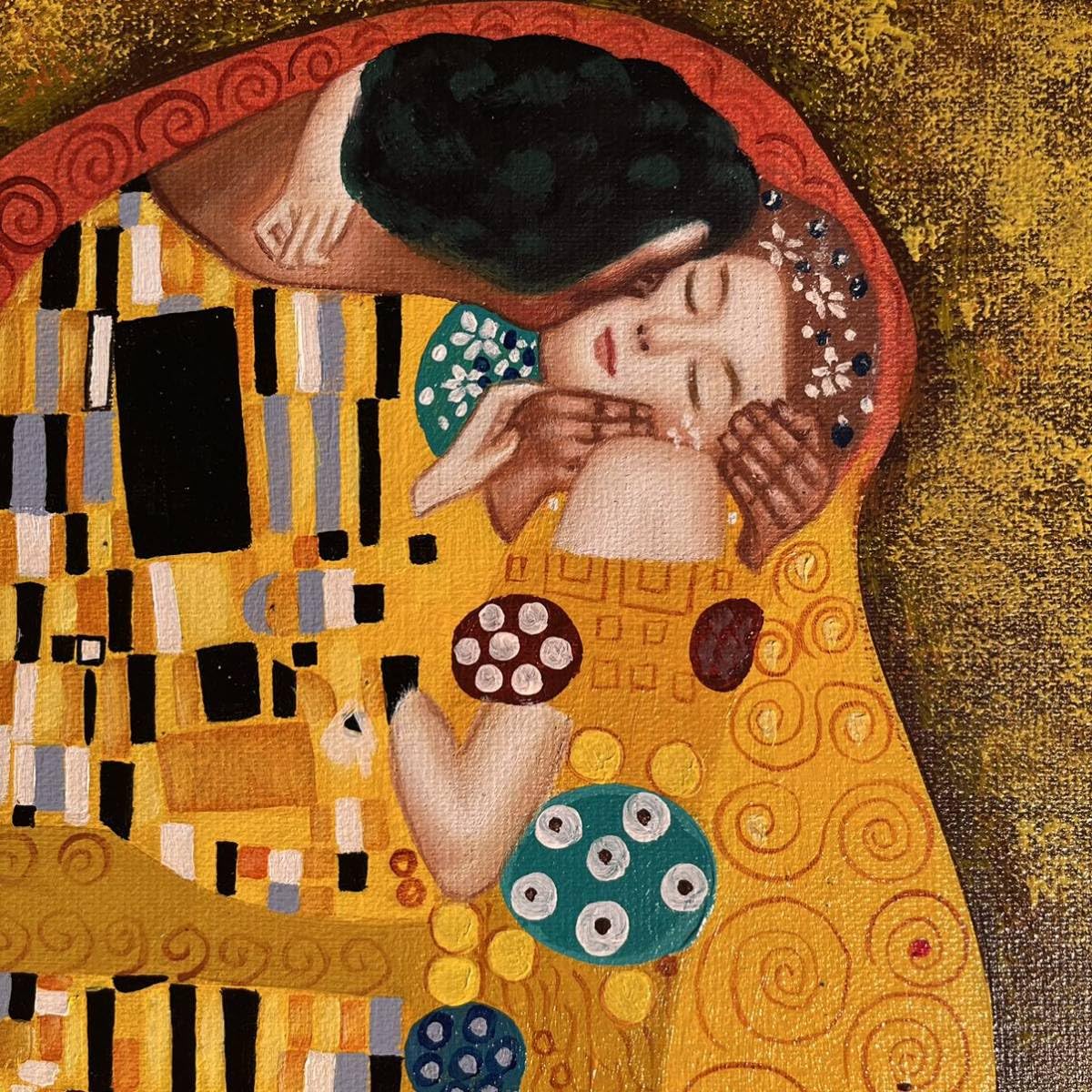 Amazon.co.jp: 秀作手書き油絵 グスタフクリムト 接吻 キス 絵画 額付