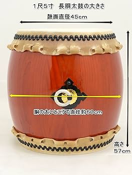 Amazon.co.jp: 長胴太鼓1尺5寸 集成胴巻耳 安い・使いやすい・質が