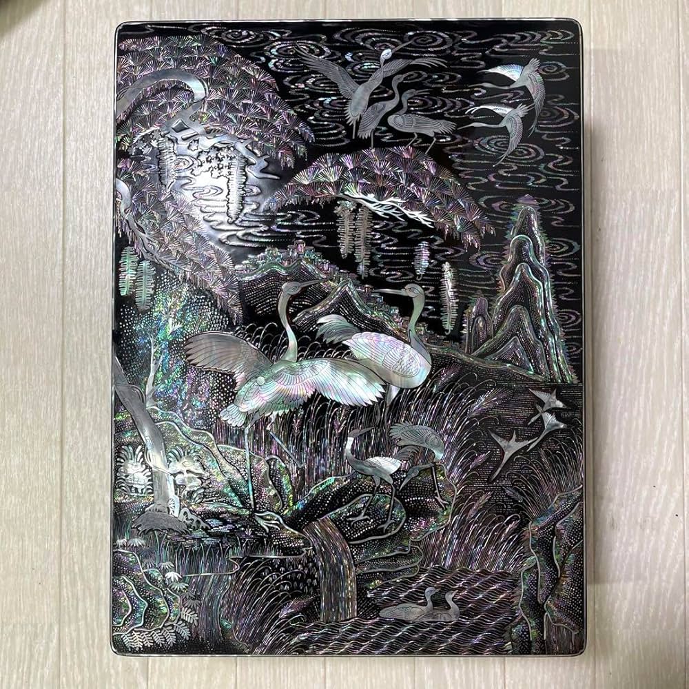 Amazon.co.jp: 韓国土産 韓国螺鈿細工 貴重箱 漆塗り 小物入れ 書類箱