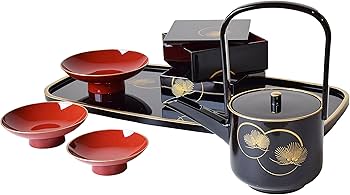 Amazon.co.jp: まえじゅう漆器 屠蘇器 光輪松 黒 (盃 銚子 ミニお重箱