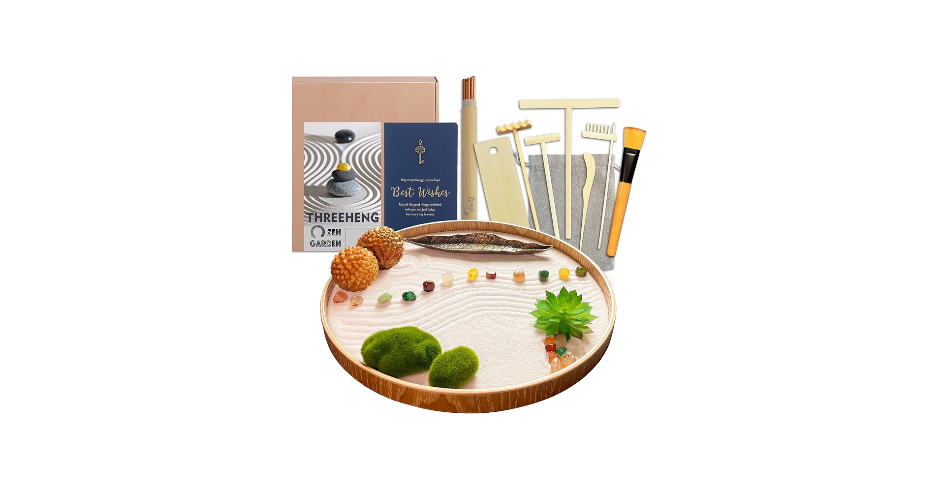 Amazon.com: Threeheng Japanese Zen Garden Kit for Desk, Bamboo