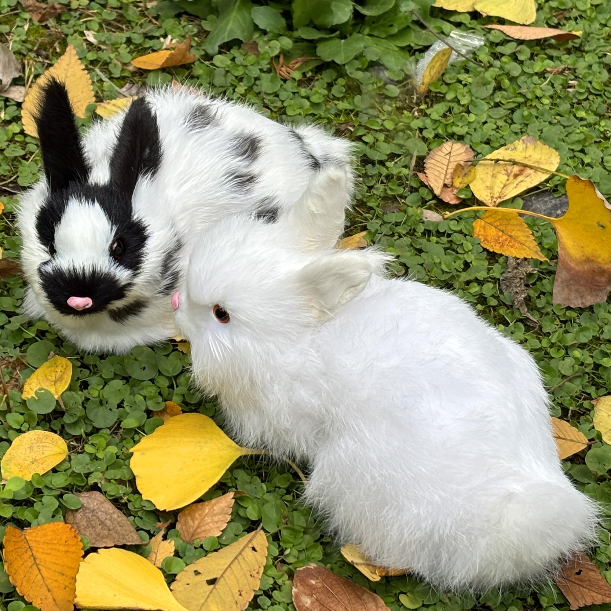Amazon.com: Basuo-9Q 2 Realistic Rabbits Figurines - Lifelike