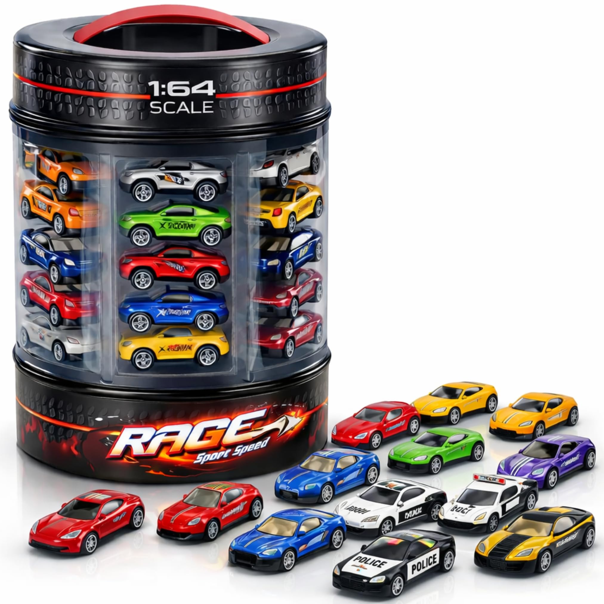 Amazon.com: 25 Piece Diecast Cars Pack Toy Playset in Storage