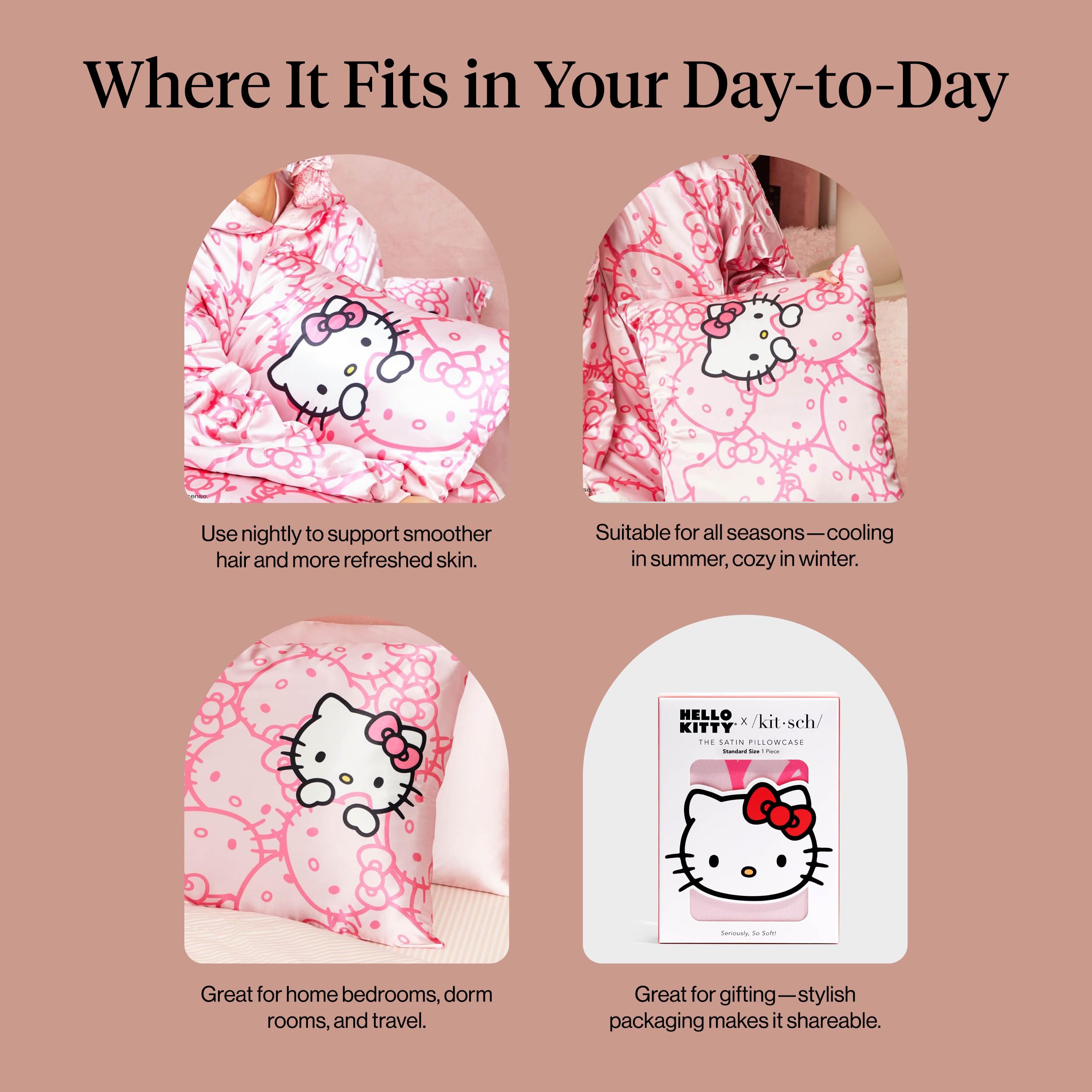 Amazon｜Kitsch x Hello Kitty ピローケース – ピンクキティフェイスズ