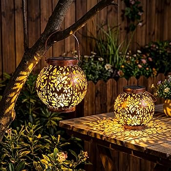 Amazon.com: JOIEDOMI 2 Pack Outdoor Solar Hanging Lantern Lights